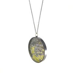 extra-large black silk and gold leaf pendant