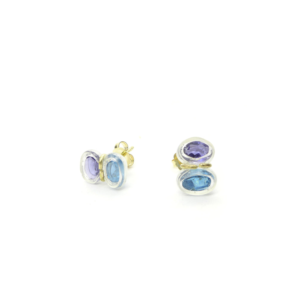 iolite and blue topaz stud earrings